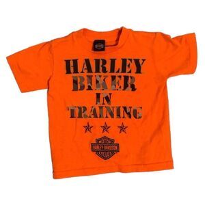 Vintage Harley Davis Size 2T Harley Biker in Training Orange
